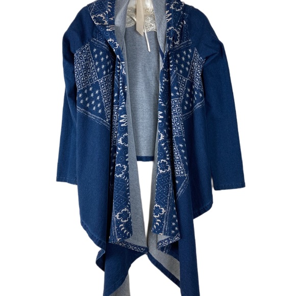 Free People FP Movement  Shibori Swing Cardigan Hoodie Indigo SZ M - Picture 7 of 14